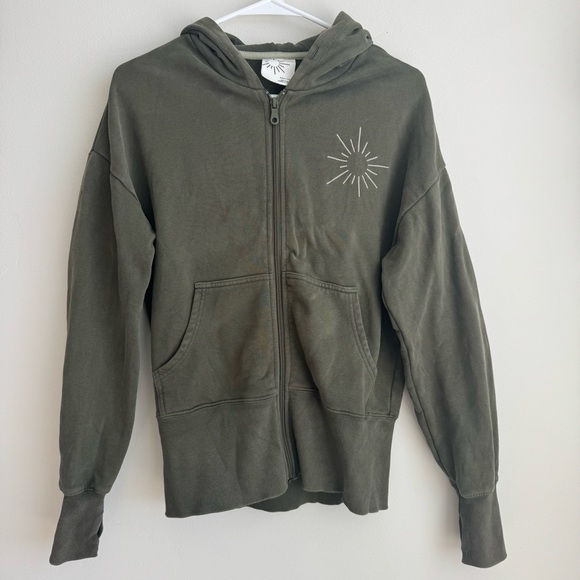 aerie Tops - Offline Olive Green Zip-Up Hoodie Size XXS